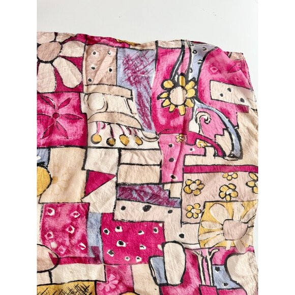 Unbranded Pink Purple Modernist Abstract Silk Chiffon 34" x 31" Square Scarf - Picture 4 of 11